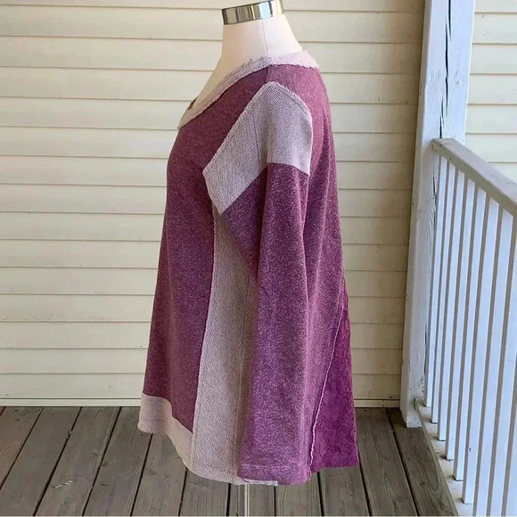 Soft Surroundings Purple Lavender Raw Hem Edge Pullover Top Small Mixed Media - Picture 4 of 8